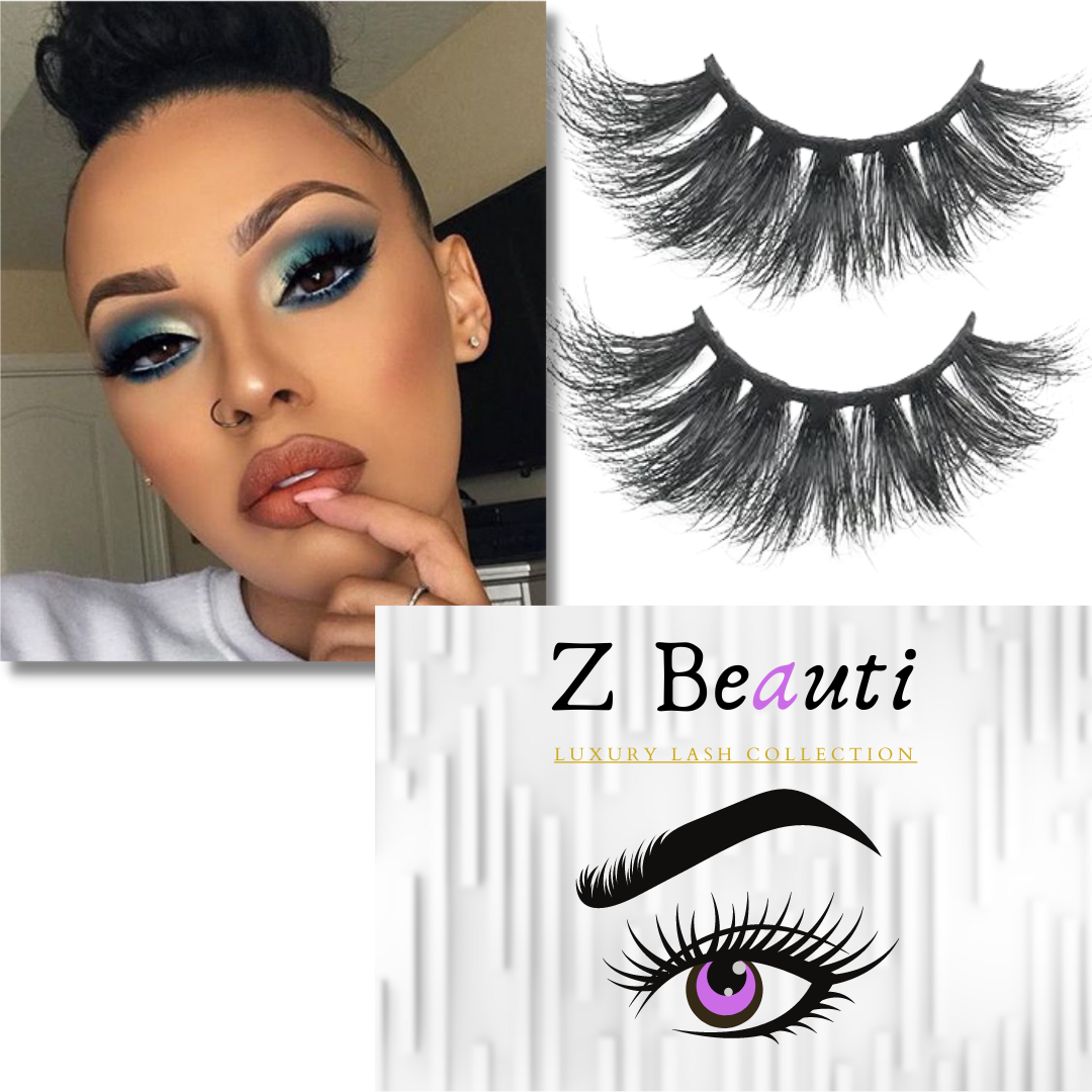 Z Beauti 5D Mink Lashes-Wynter-Model 3D Mink Lashes. Soft Cotton Band. Soft Natural Hairs. Easy Application. Natural Looking Dramatic Lashes