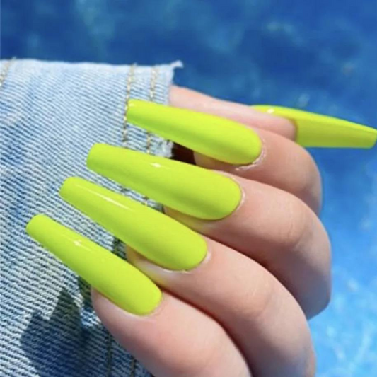 Z BEAUTI - Neon Yellow/Green Ballerina Nails-Long
